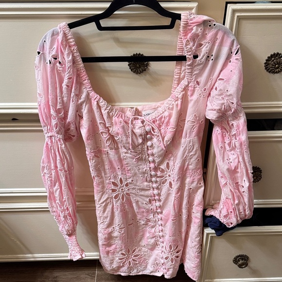sabo Dresses & Skirts - Elegant Pink Eyelet Blouse
